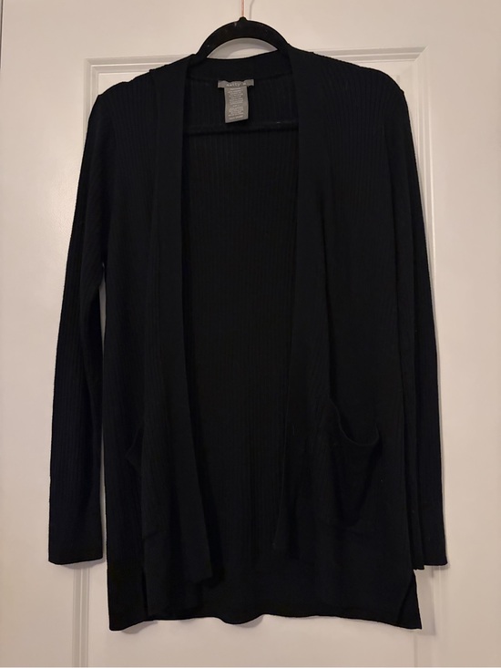 Matty M Sweaters - Matty M Black Open-Front Ribbed Cardigan